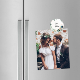 Svatební magnetka se jmény novomanželů - Watercolor floral